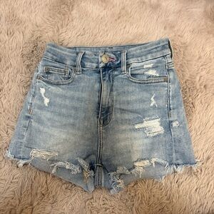 American Eagle Outfitters Light Blue Distressed Jean Shorts